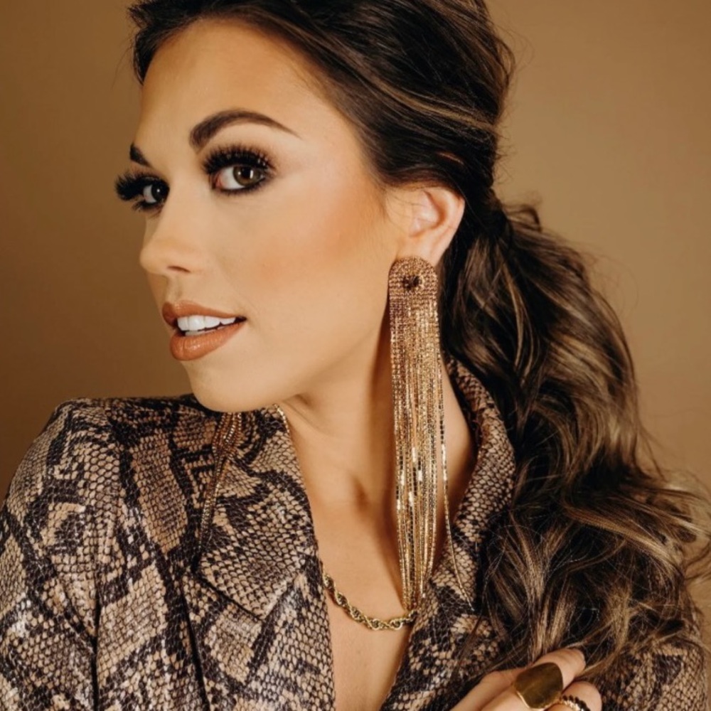 Gold Statement Earrings | Gold Sparkle Earrings | Drop Down Statement Earrings